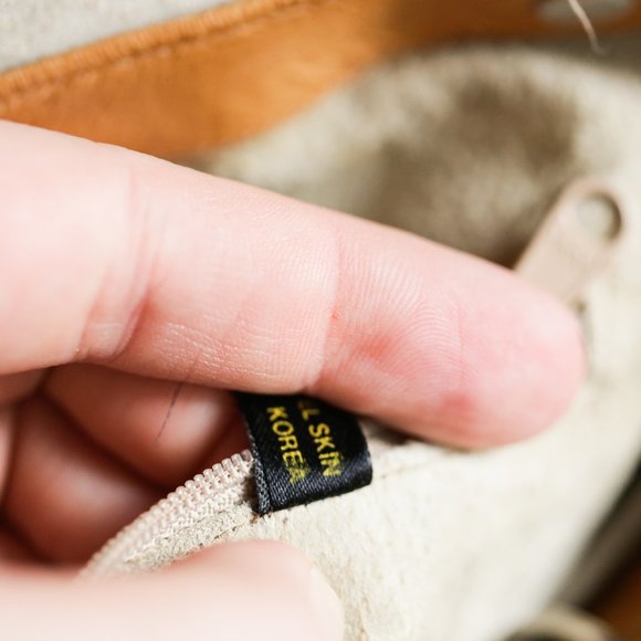 Light Camel Eel Skin Leather Oval OOAk Unique Tote - Picture 10 of 11